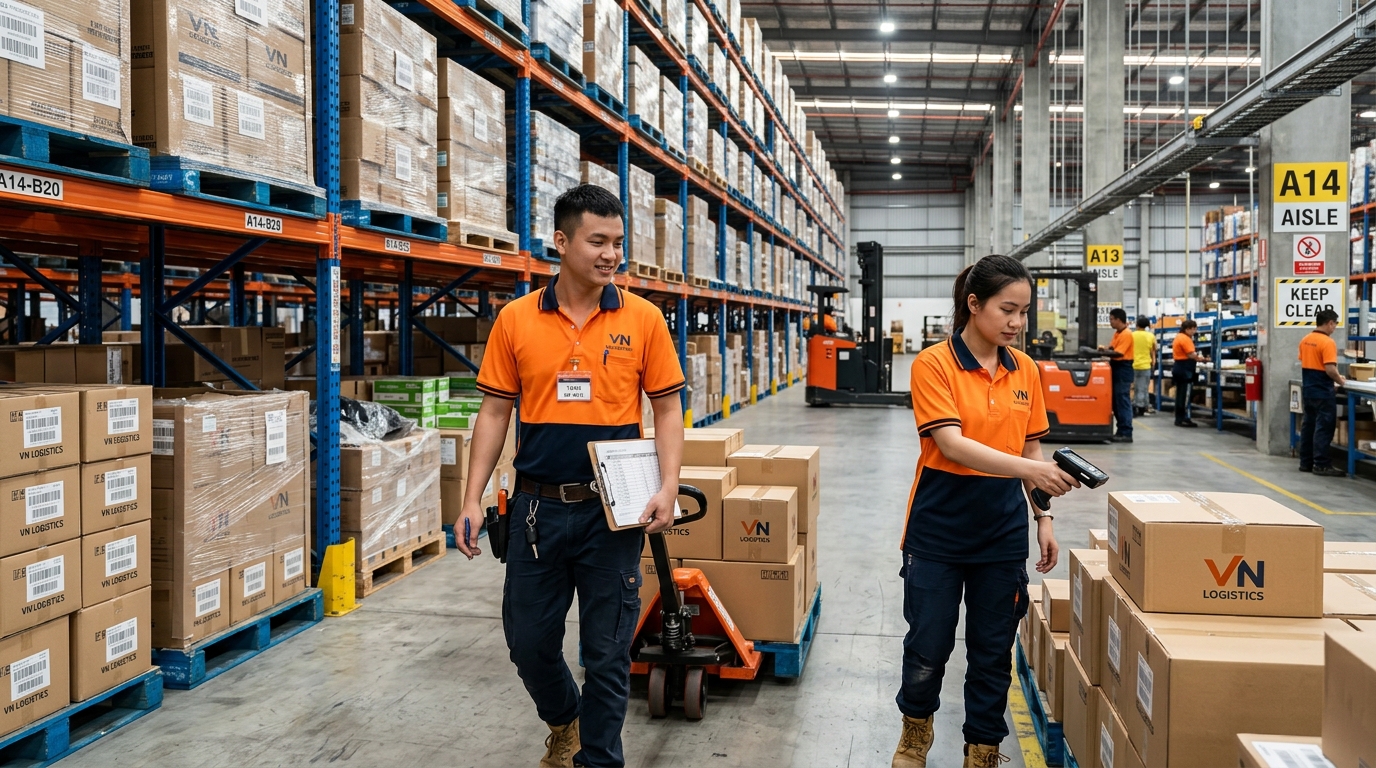 Đồng Phục Kho Logistics & Kho Vận: Co Giãn Bền Bỉ, Thoát Ẩm Nhanh & Tối Ưu Năng Suất Bốc Xếp