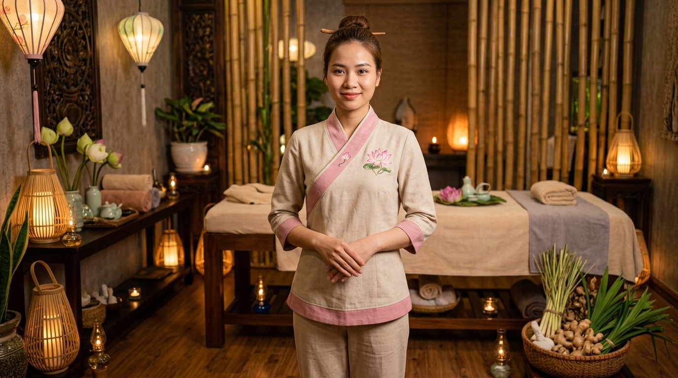 Đồng Phục Massage Body & Foot: Co Giãn Tối Đa, Thoáng Khí & Thấm Hút Dầu Trị Liệu