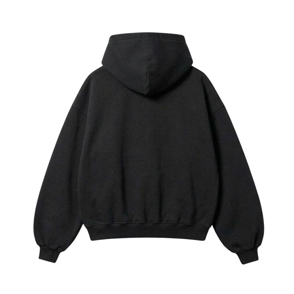 Hoodie nỉ bông-Đen mặt sau